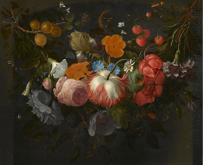 Pieter Gallis A Swag of Flowers Hanging in a Niche china oil painting image
